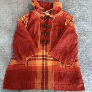 Mossimo Wool Blend Plaid Jacket Coat Hood Pullover Poncho Toggle Clasp Womens L